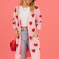 Heart Graphic Open Front Cardigan with Pockets