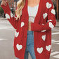 Heart Button Down Long Sleeve Cardigan