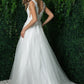 Deep V-Neck Open V-Back Long Wedding Dress NXJR930_2