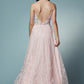 Embroidered Lace Illusion V-Neck A-Line Long Prom Dress NXT1009_3