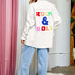 Multi Color Letters Fringed Hem Detail Shirt