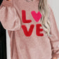 Valentine’s Day LOVE Round Neck Long Sleeve Sweatshirt