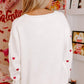 Red Heart Shape Drop Shoulder Round Neck Sweater