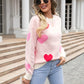 Angel Wings Heart Round Neck Droppped Shoulder Sweater