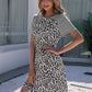 Ivy Lane Leopard Round Neck Short Sleeve Mini Dress