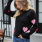 Angel Wings Heart Round Neck Droppped Shoulder Sweater