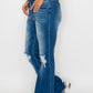 bytos Full Size Raw Hem Distressed High Rise Bootcut Jeans