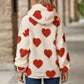 Fuzzy Heart Pocketed Dropped Shoulder Hoodie