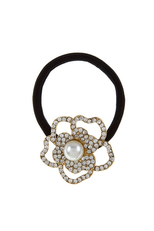 RHINESTONE FOWER HAIR TIE