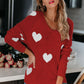 Heart Scoop Neck Long Sleeve Sweater