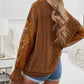 Openwork Lantern Sleeve Dropped Shoulder Sweater