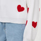 Heart Round Neck Dropped Shoulder Sweater