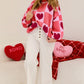 Pink Plus Size Love Heart Block Valentine Sweater