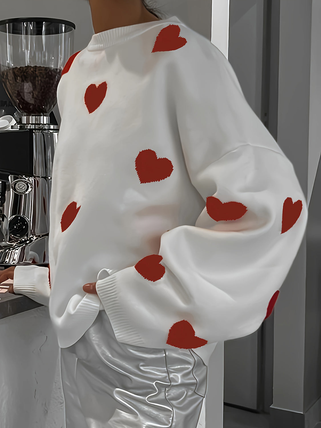 Valentine’s Day Heart Round Neck Long Sleeve Sweater