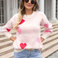 Angel Wings Heart Round Neck Droppped Shoulder Sweater