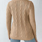 Cable-Knit Heart Round Neck Long Sleeve Sweater