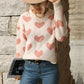 Perfee Heart Pattern Dropped Shoulder Sweater