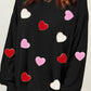 Valentine's Day Contrast Heart Long Sleeve Sweatshirt