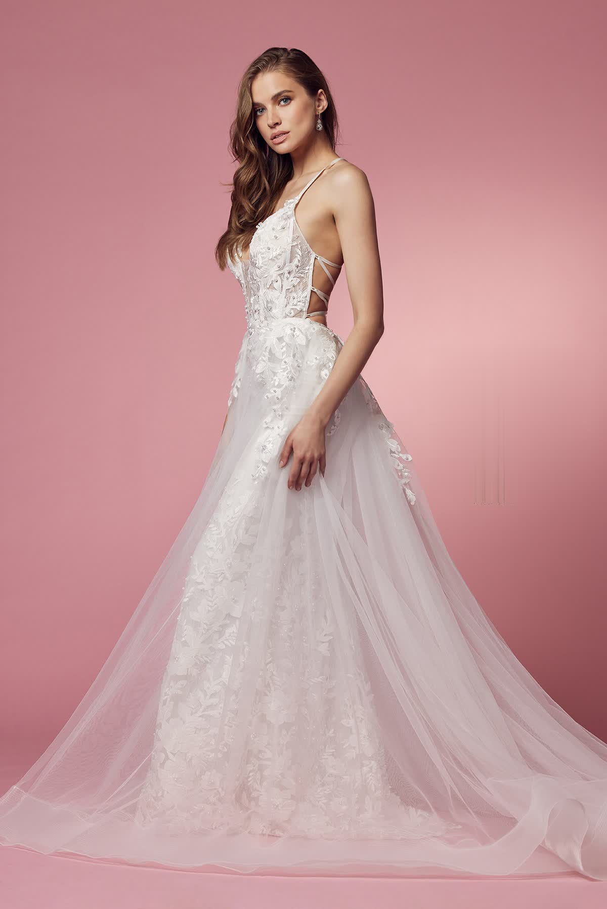 Lace & Beads Embroidered Mermaid Long Wedding Dress NXF485W_4