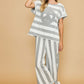 Umgee Peace Sign Patch Striped Wide Leg Pants