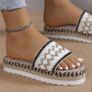Geometric Woven Platform Slide Sandals