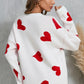 Angel Wings Heart Round Neck Dropped Shoulder Sweater