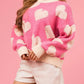 Valentine’s Day Fuzzy Heart Round Neck Long Sleeve Sweater