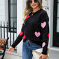 Angel Wings Heart Round Neck Droppped Shoulder Sweater