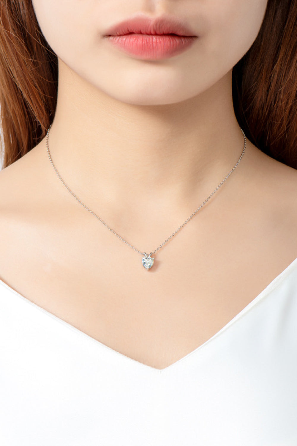 Moissanite Heart-Shaped Pendant Necklace 1 Carat