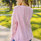 Openwork Lantern Sleeve Dropped Shoulder Sweater