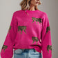 Tiger Pattern Round Neck Drop Shoulder Sweater