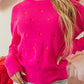 Red Heart Shape Drop Shoulder Round Neck Sweater