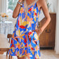 Lace Detail Printed V-Neck Sleeveless Dress