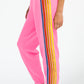 Contrast Striped Elastic Waist Active Pants