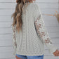 Openwork Lantern Sleeve Dropped Shoulder Sweater