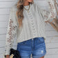 Openwork Lantern Sleeve Dropped Shoulder Sweater