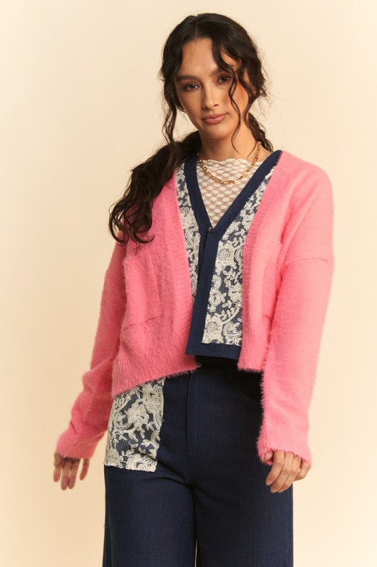 Davi & Dani Open Front Drop Shoulder Cardigan