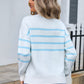 Angel Wings Striped Round Neck Long Sleeve Sweater