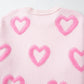 High-Low Heart Round Neck Long Sleeve Sweater