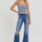 RISEN Full Size Distressed High Rise Crop Flare Jeans