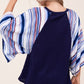 WAFFLE STRIPE MIX KIMONO TOP