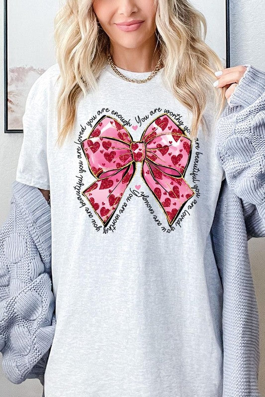 Valentine Bow Graphic Plus Heavy Cotton Tee