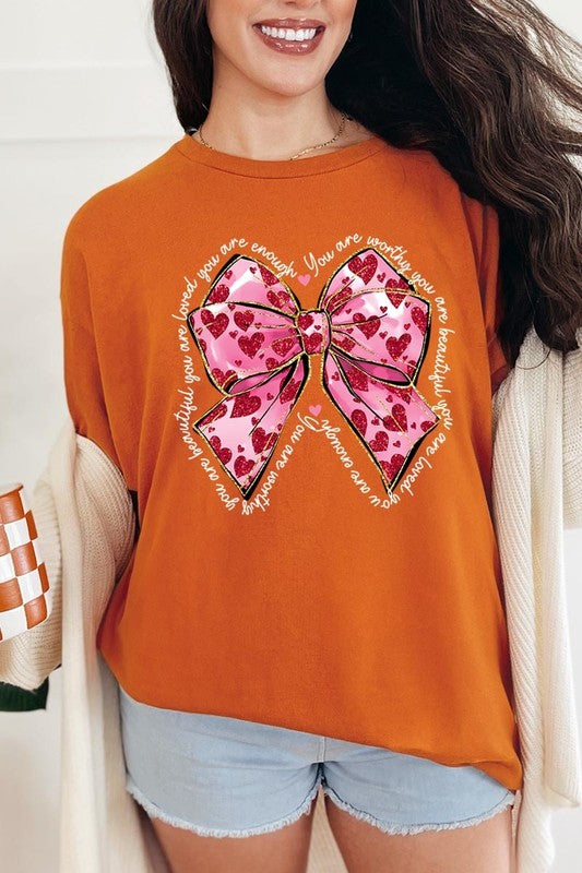 Valentine Bow Graphic Plus Heavy Cotton Tee