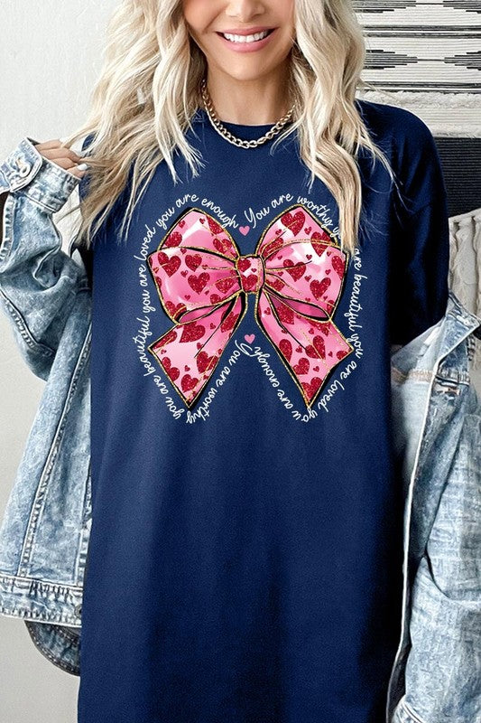 Valentine Bow Graphic Plus Heavy Cotton Tee