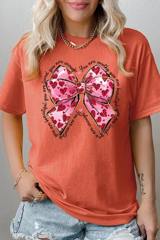 Valentine Bow Graphic Plus Heavy Cotton Tee