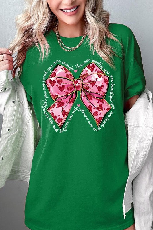 Valentine Bow Graphic Plus Heavy Cotton Tee