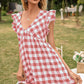 Ivy Lane Plaid Butterfly Sleeve Mini Dress