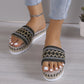 Geometric Woven Platform Slide Sandals