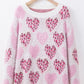 Pearl Detail Heart Round Neck Sweater