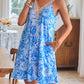 Lace Detail Printed V-Neck Sleeveless Dress